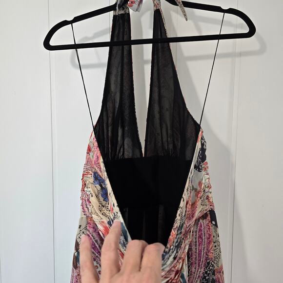 Adrianna Papel Silk Halter Dress Paisley Chiffon Fit Flare Lined Size 14 - Picture 9 of 12